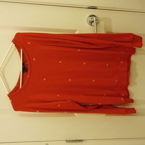 Buffalo David Bitton Red Hearts Long Sleeve Top Size Medium Womens